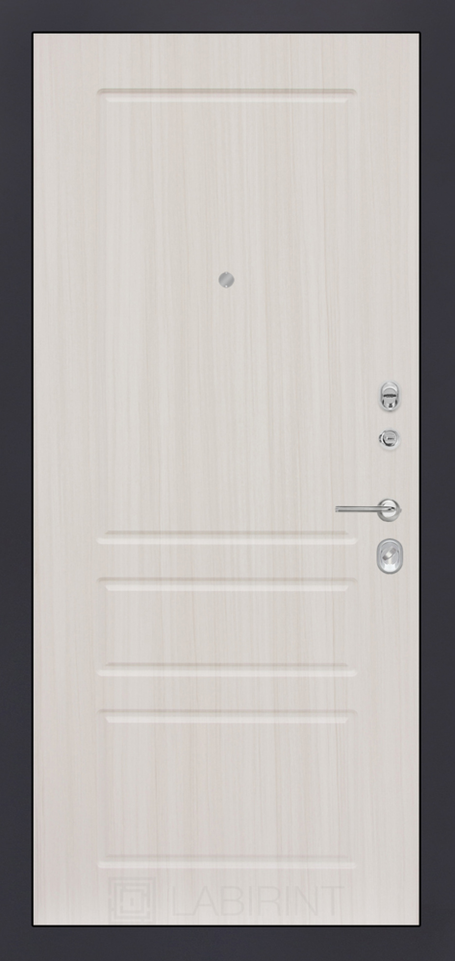 Входная дверь Labirint Classic "Шагрень черная" 03, Цвет "Сандал белый"
